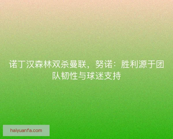 诺丁汉森林双杀曼联，努诺：胜利源于团队韧性与球迷支持
