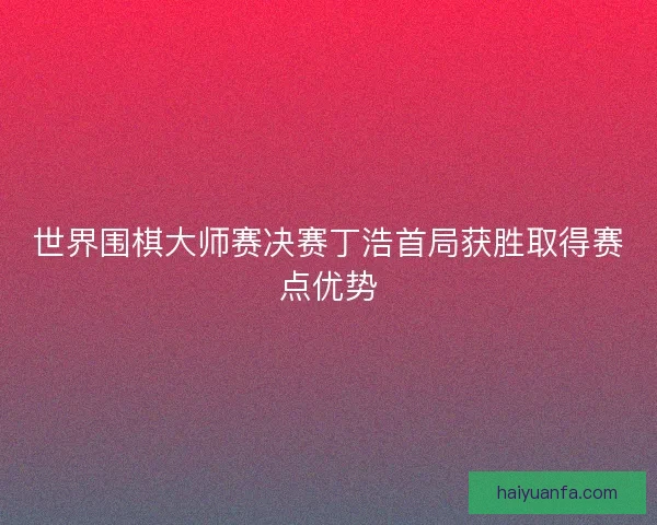 世界围棋大师赛决赛丁浩首局获胜取得赛点优势